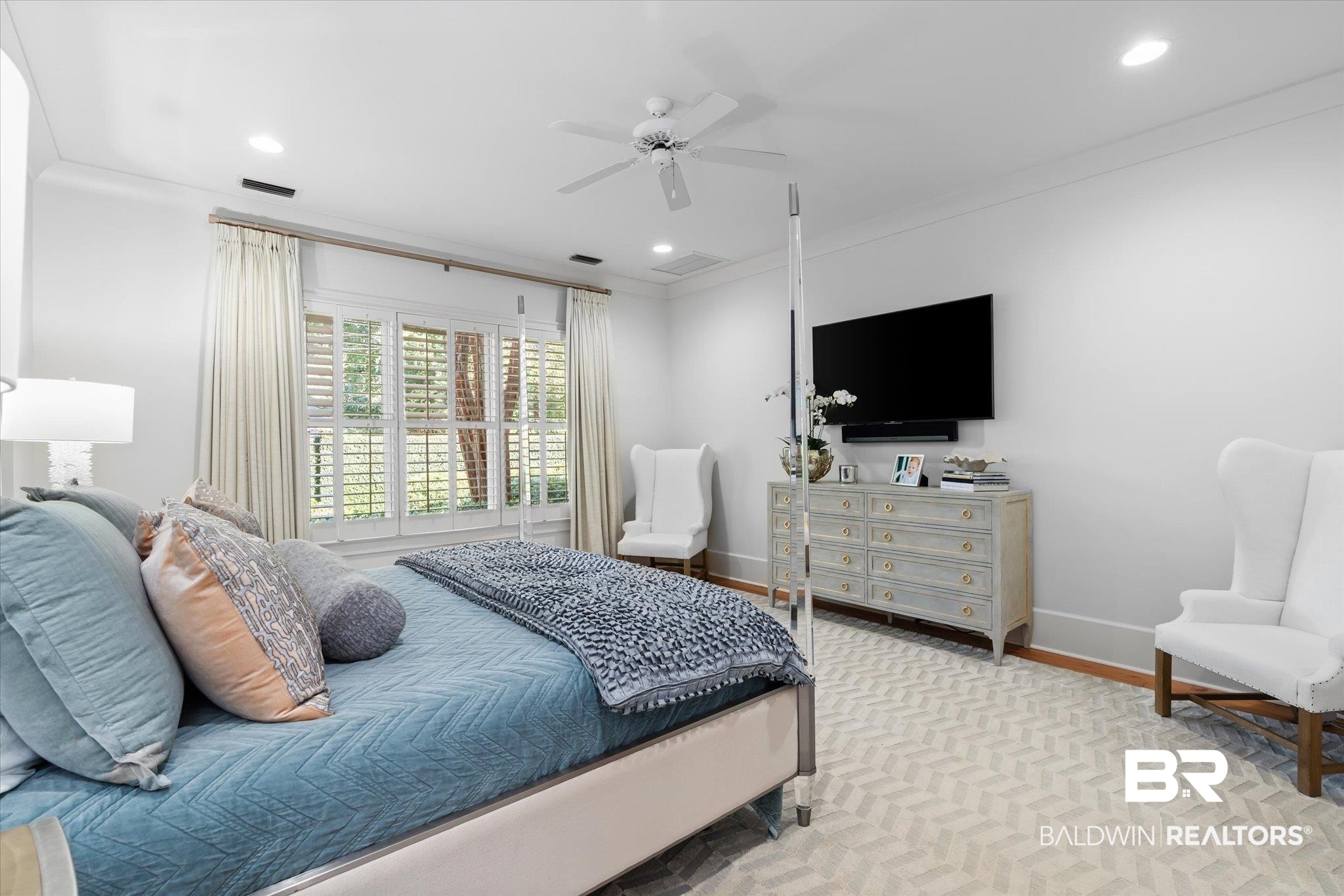 320 Long Court Mobile, AL 36608 - Photo 25 of 61 Bedroom with ornamental molding and ceiling fan