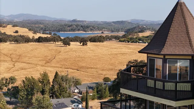 a aerial view of a house with a garden