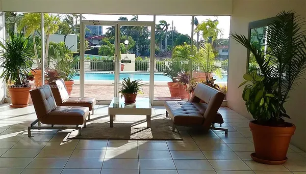 a building outdoor space with patio furniture