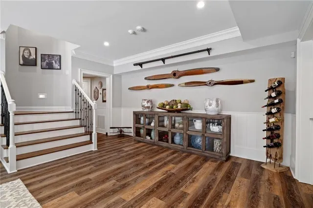 a view of a lake in middle of the town