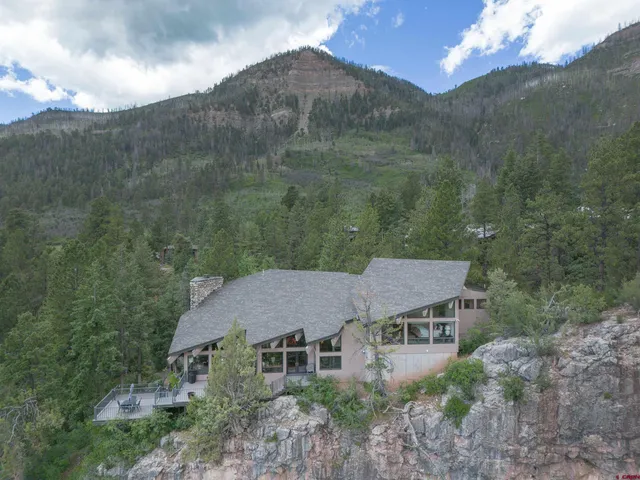 an aerial view of a house