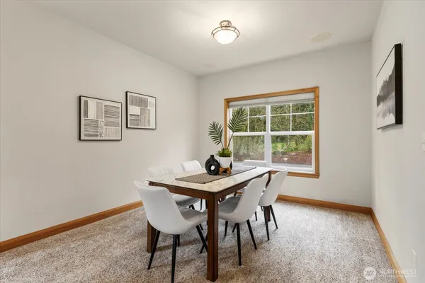 a table and chairs in a room