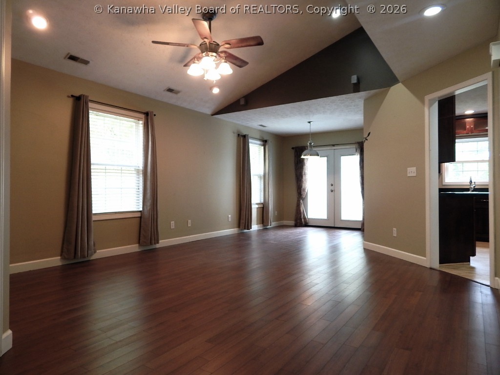 349 Bluelick Road Winfield, WV 25213 - Photo 6 of 28 REVERSE SHOT OF LIVING ROOM AND DINING ROOM W/FRENCH DOORS.