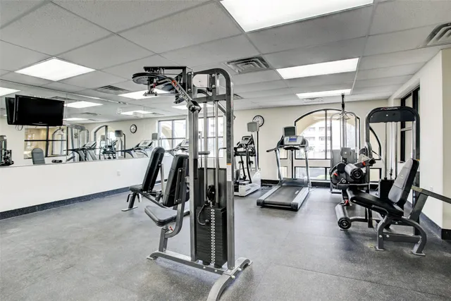 a view of a room with gym equipment
