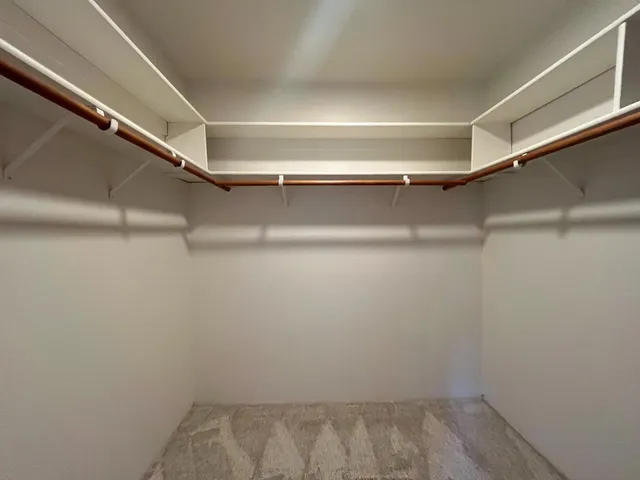 a view of an empty walk in closet