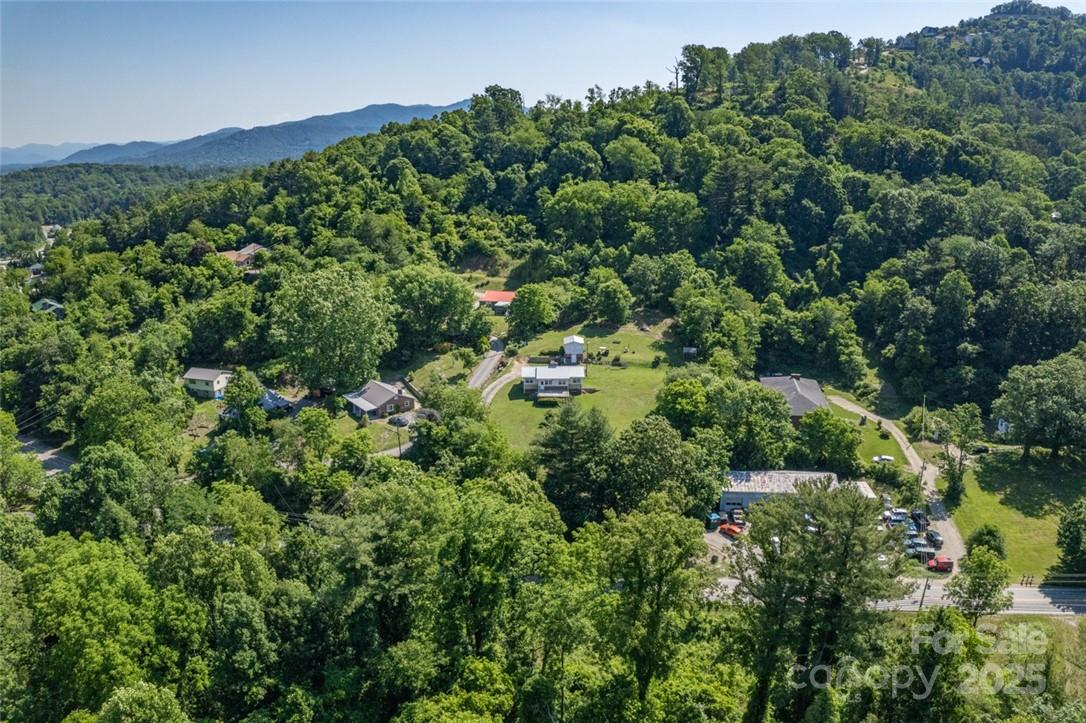 415 Weaverville Road Asheville, NC 28804 - Photo 32 of 47 an aerial view of residential house with outdoor space and trees all around