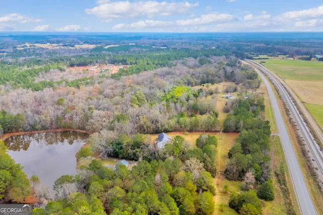 a view of a house with a yard plants and large tree