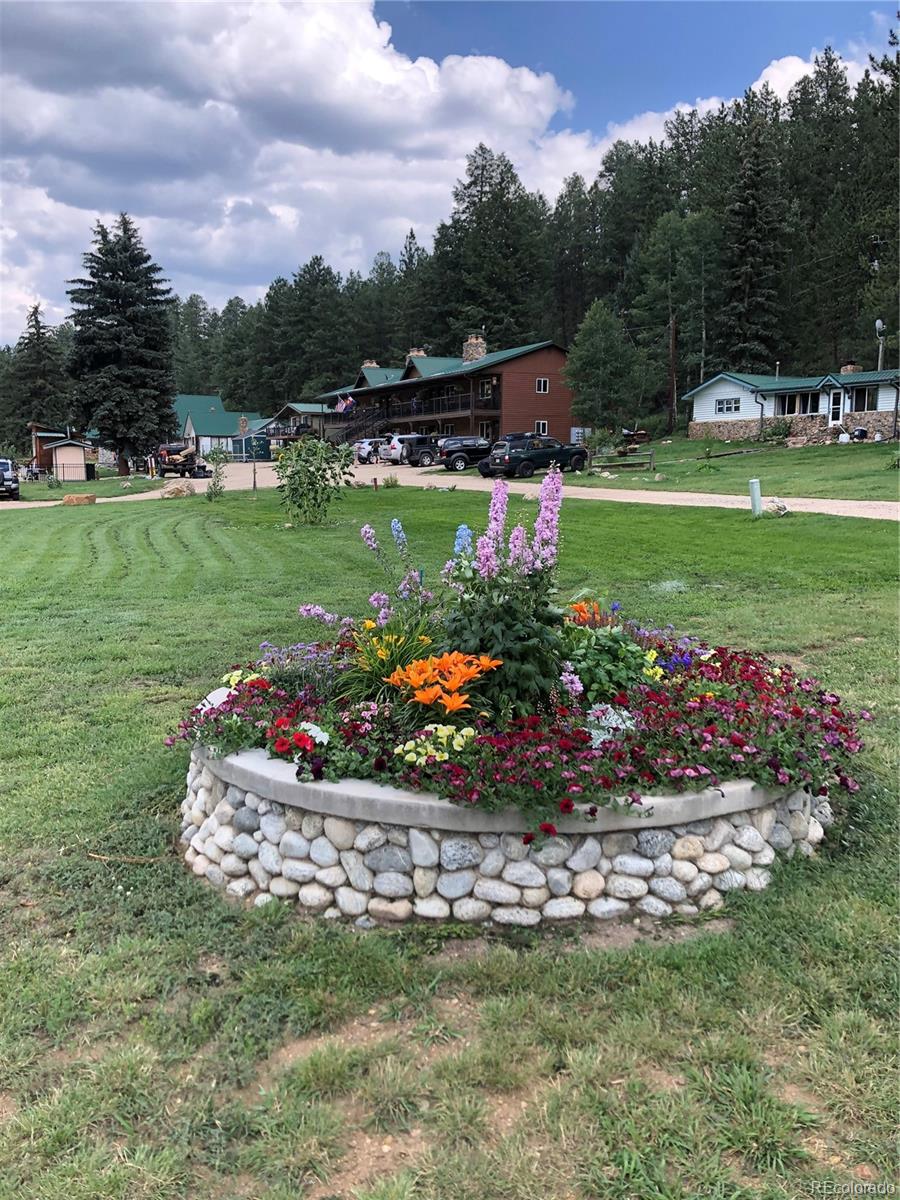 57920 US Highway 285, Unit 8 Bailey, CO 80421 - Photo 25 of 29 a garden with flowers and wooden play ground