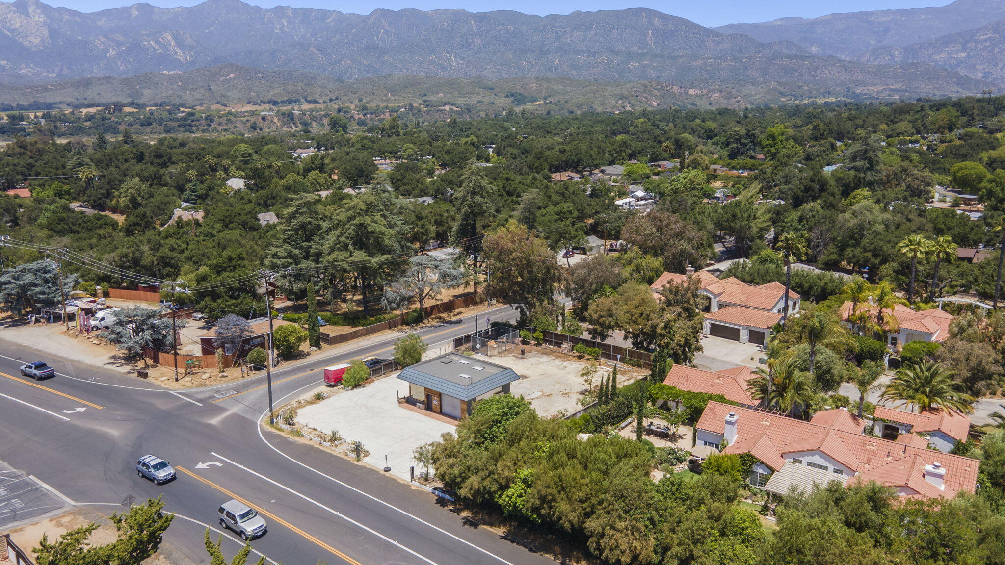 65 Baldwin Road Ojai, CA 93023 - Photo 9 of 11 an aerial view of residential house with green space and mountain view in back