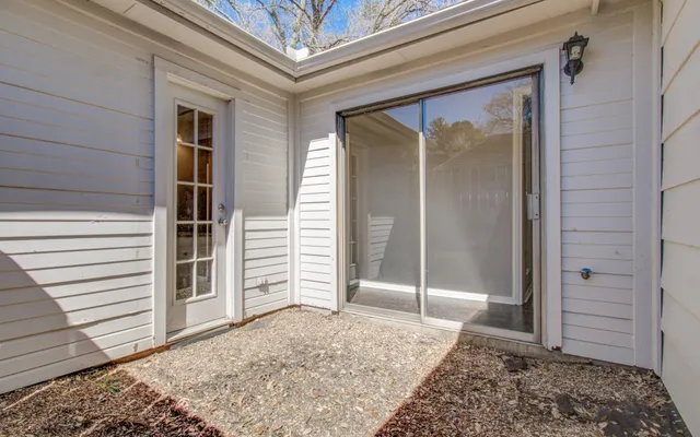 a view of a wooden door