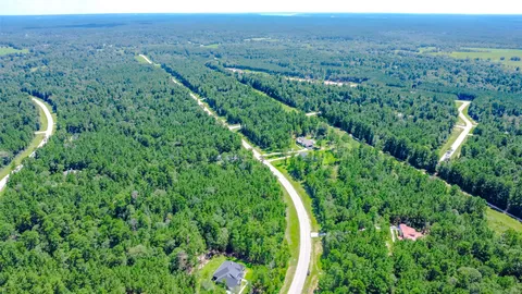 a view of a city with lush green forest