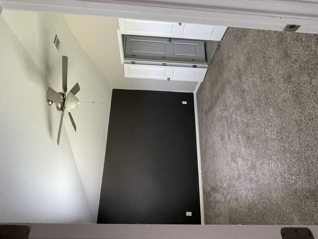 12401 Amber Lynn Path Manor, TX 78653 - Photo 10 of 33 A well-lit room features plush carpeting and convenient built-in storage with a ceiling fan.