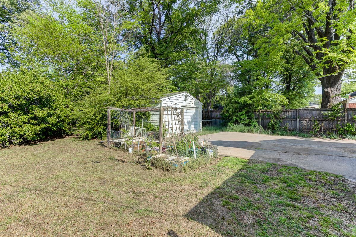 1019 Tatum Road Memphis, TN 38122 - Photo 19 of 21 Fenced yard with a storage shed and a garden