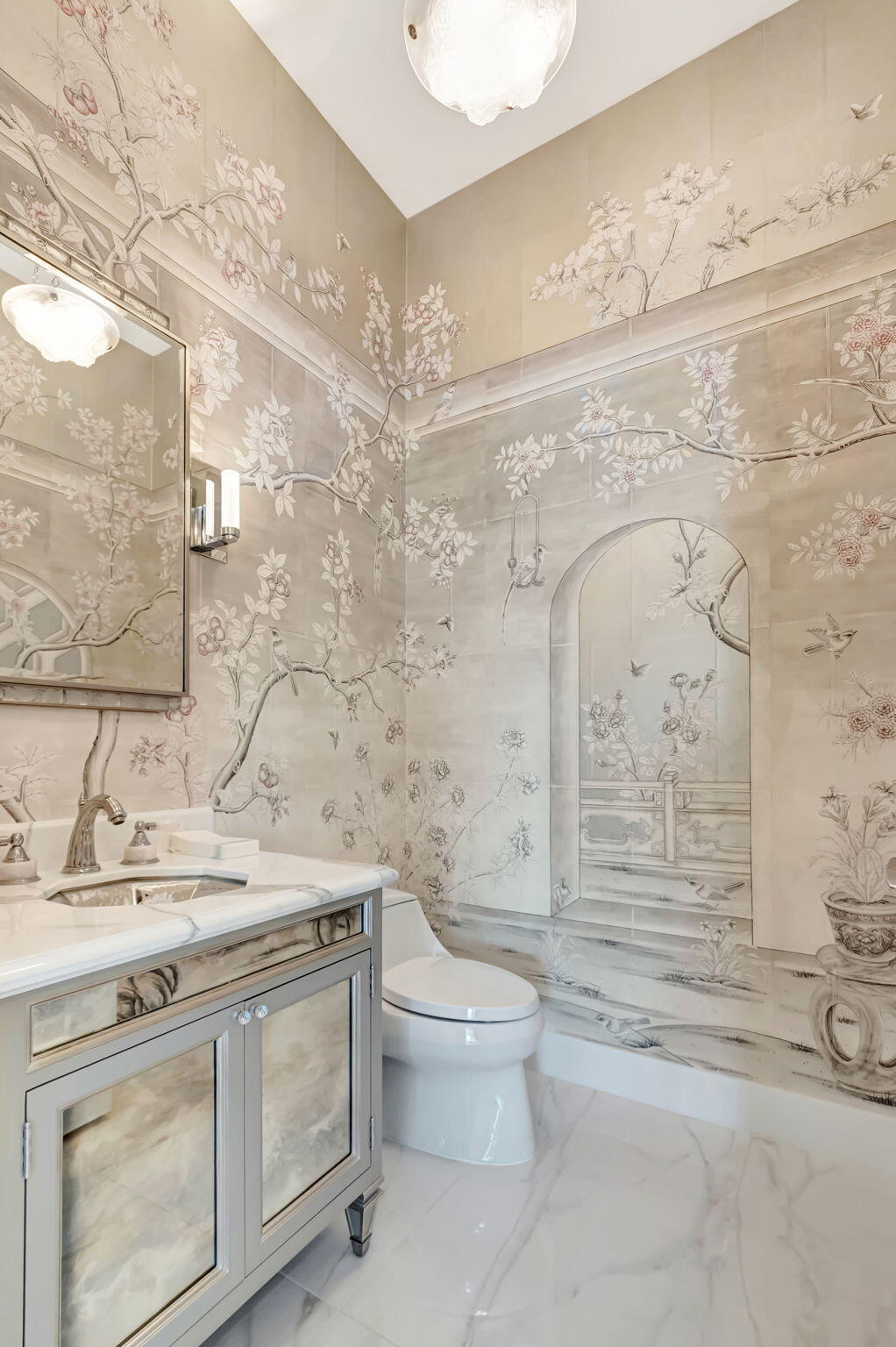 20155 Boca W Drive, Unit PHC902 Boca Raton, FL 33434 - Photo 14 of 56 Powder Room - Lalique Mirror & Fixture