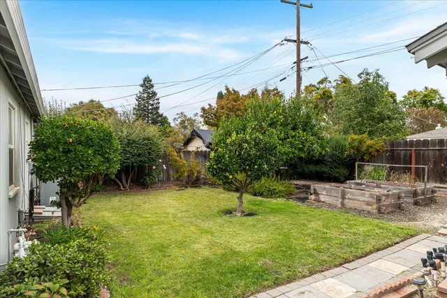 a view of a bench in a patio
