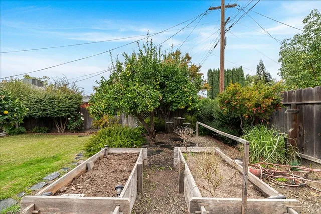 a backyard of a house with lots of green space