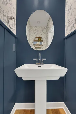 a sink with a mirror
