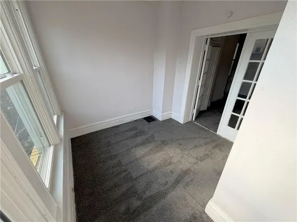 a view of a room with stairs
