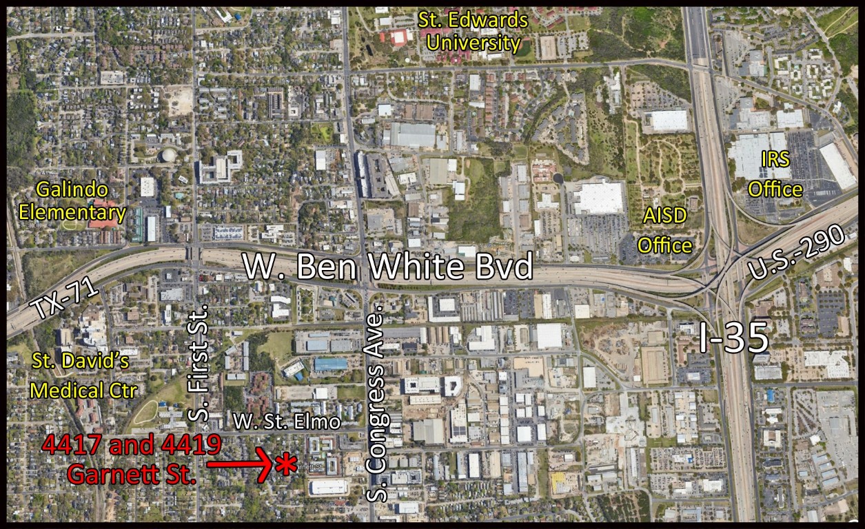 4419 Garnett Street Austin, TX 78745 - Photo 7 of 9 Neighborhood Aerial