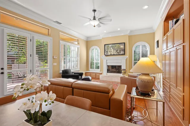 a view of a golf course with a lake view