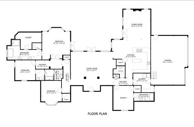 a living room with furniture large window and glass door