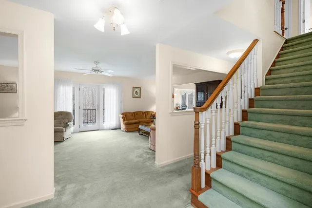 a view of entryway and workspace