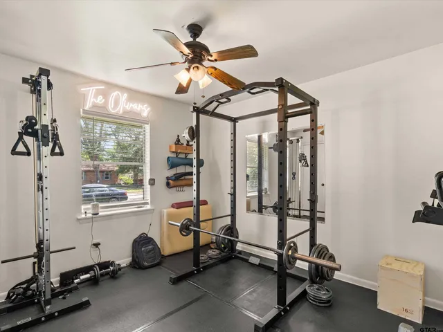 a view of a room with gym equipment
