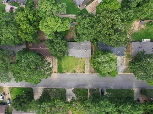 an aerial view of a house