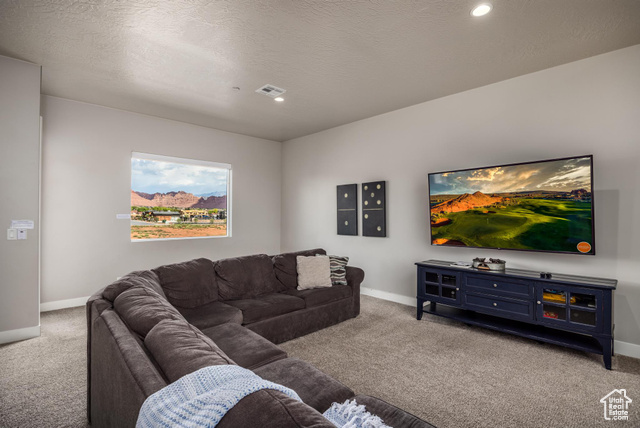 2600 Ocotillo Way, Unit 34 Santa Clara, UT 84765 - Photo 30 of 43 Living area with carpet flooring and a textured ceiling