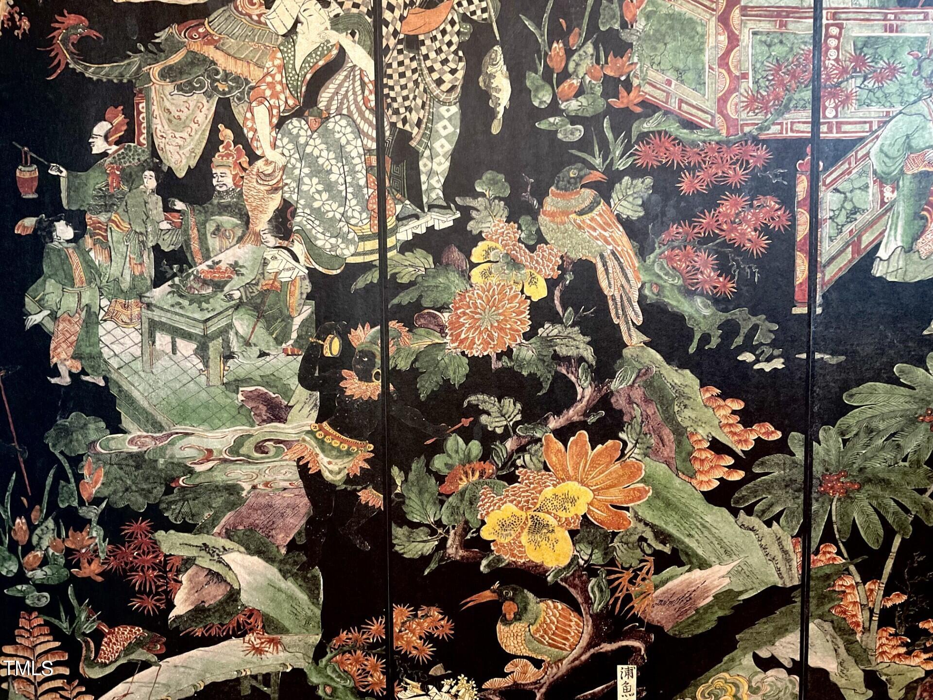 7814 Monument Lane Raleigh, NC 27615 - Photo 33 of 52 High end oriental wallpaper in upper hall bath recently installed