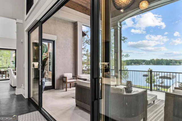 a view of a patio with a table chairs and a patio