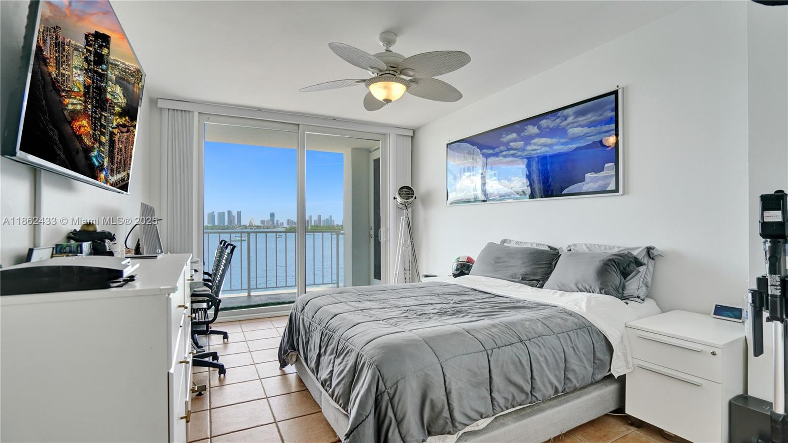 1228 West Avenue, Unit 201 Miami Beach, FL 33139 - Photo 19 of 42 a bedroom with a large bed and a chandelier