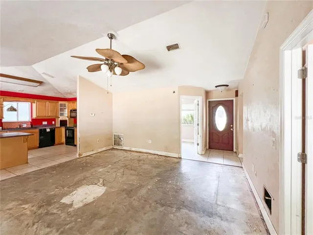 a view of a livingroom with a staircase