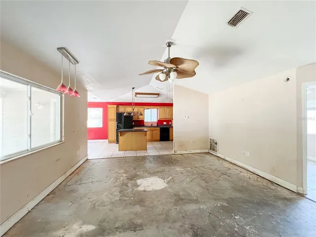 a view of a room with a window