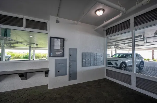 a plant is in front of building