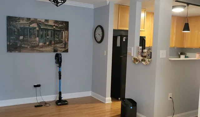 a view of entryway with wooden floor