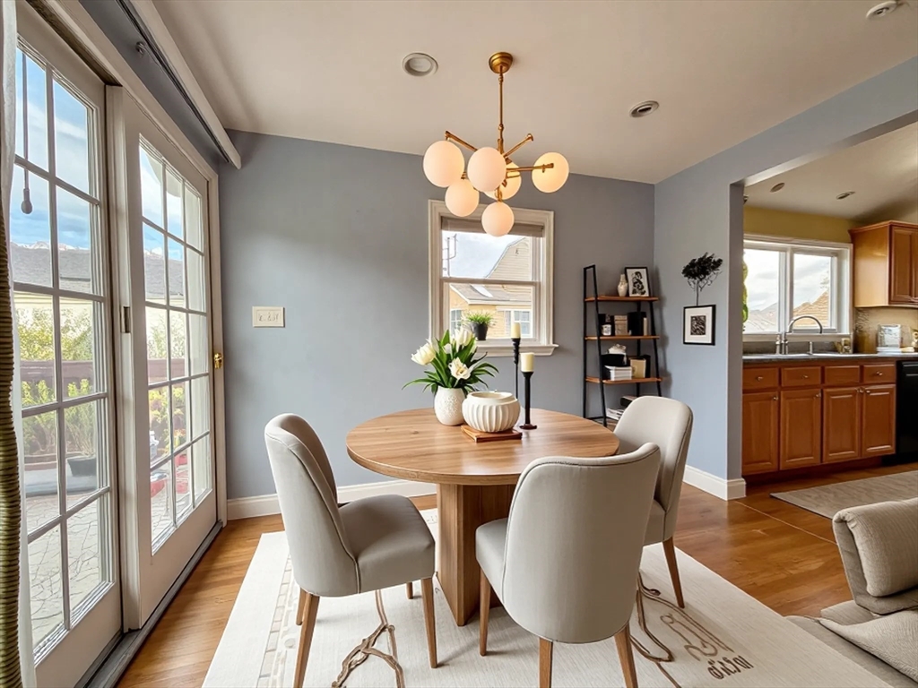 53 Mountford Road Hull, MA 02045 - Photo 10 of 35 a view of a dining room with furniture wooden floor and chandelier