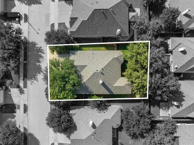 an aerial view of a house