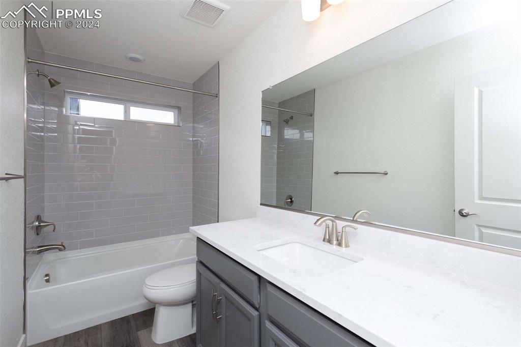 2058 Peachleaf Loop Castle Rock, CO 80108 - Photo 22 of 27 a bathroom with a bathtub shower sink vanity mirror and toilet