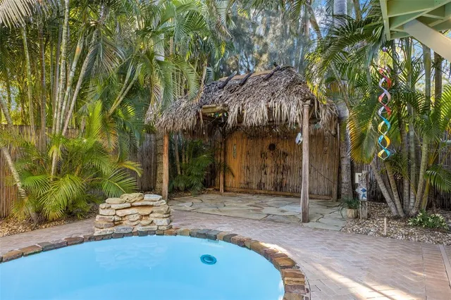 a view of a backyard with plants