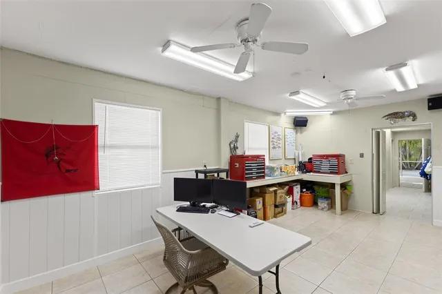 a view of a chairs and a garage