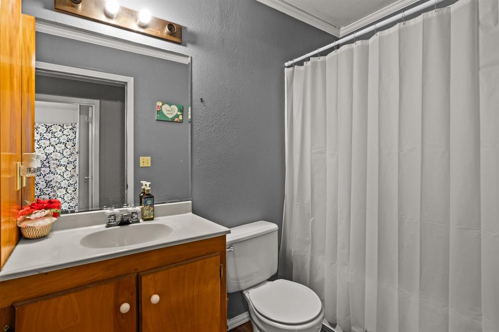 1210 East 4th Street Mount Pleasant, TX 75455 - Photo 19 of 28 a bathroom with a sink vanity mirror and toilet