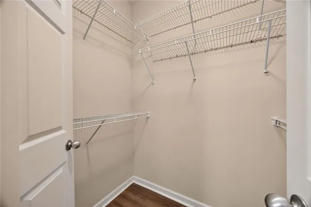 a view of a room with racks on the wall