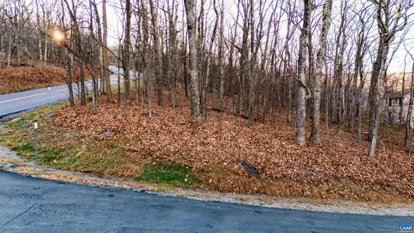 a view of a yard with wooden fence