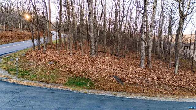 a view of a yard with wooden fence