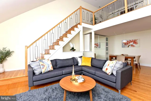 a view of a living room and a couch