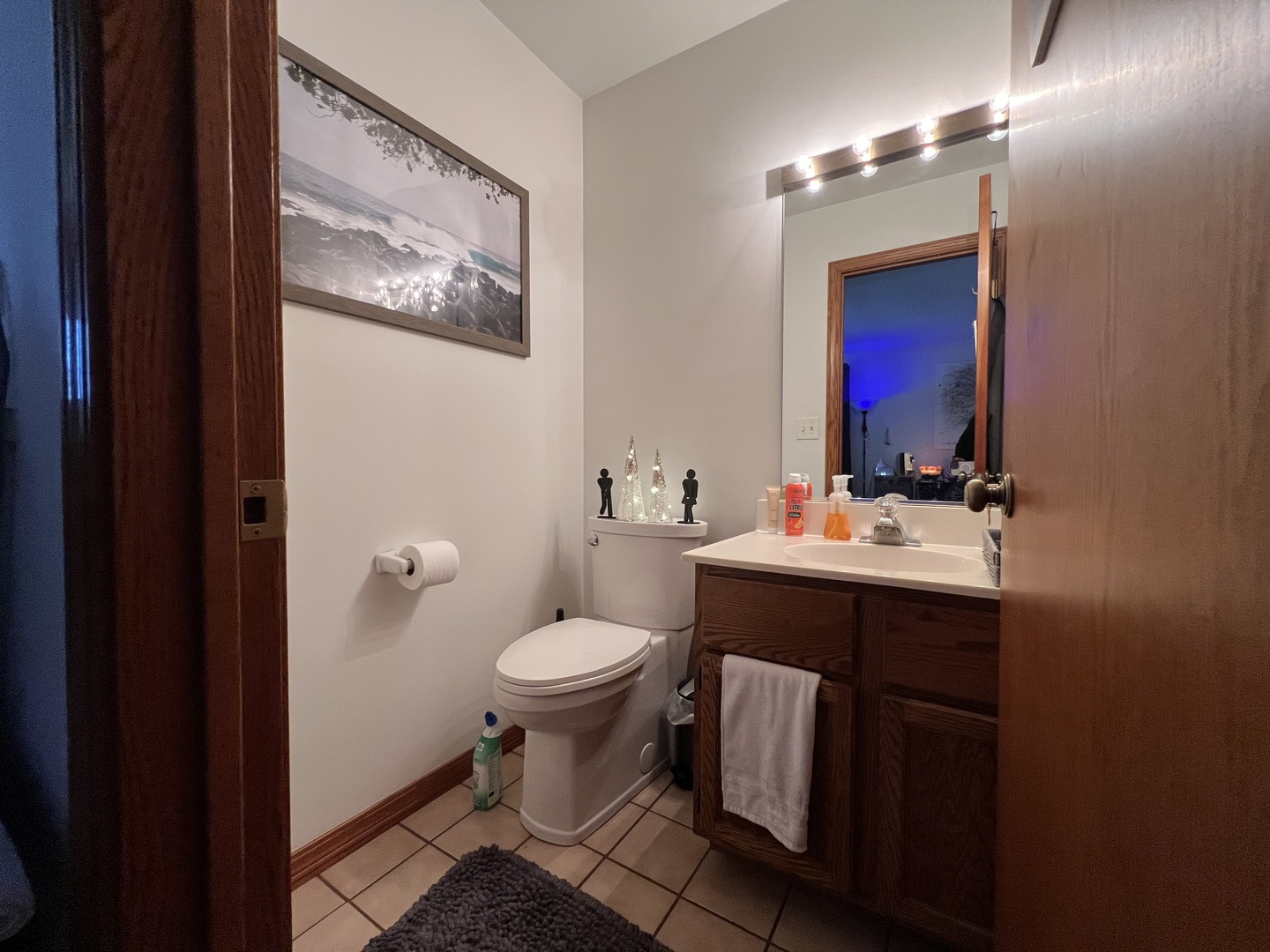 509 East Lake Avenue, Unit B Round Lake Beach, IL 60073 - Photo 9 of 18 a bathroom with a toilet sink and mirror