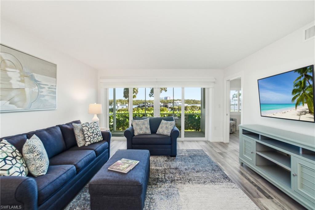 Bright & Newly Renovated, the living room has views of the Gordon River