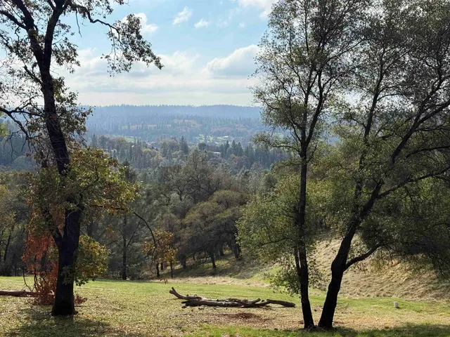 a view of a yard with mountain view