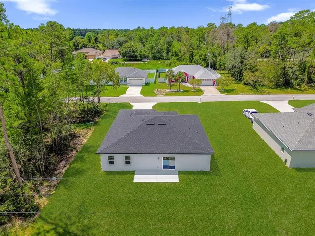 an aerial view of a house